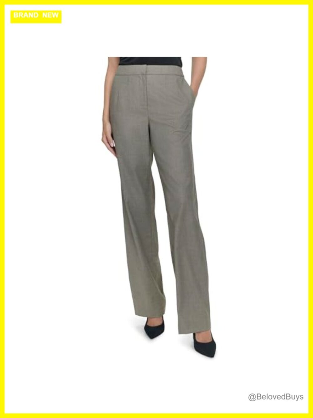 Halston Wide Leg Trouser Pants Mid Rise Classic Fit Zipper Solid